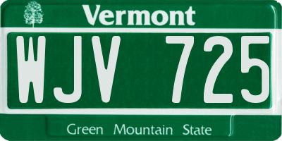 VT license plate WJV725