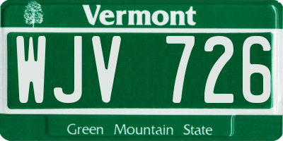VT license plate WJV726