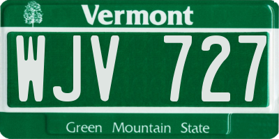 VT license plate WJV727