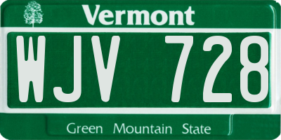 VT license plate WJV728