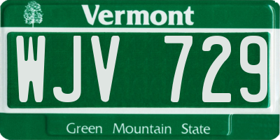 VT license plate WJV729
