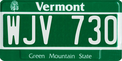 VT license plate WJV730