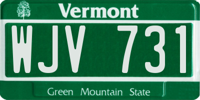 VT license plate WJV731