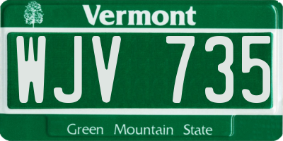 VT license plate WJV735