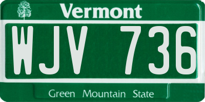 VT license plate WJV736