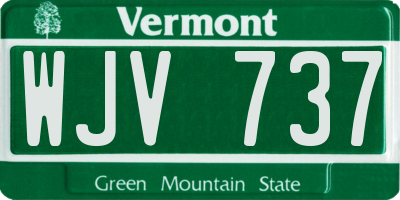 VT license plate WJV737