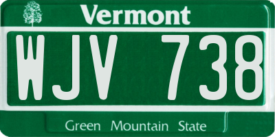 VT license plate WJV738