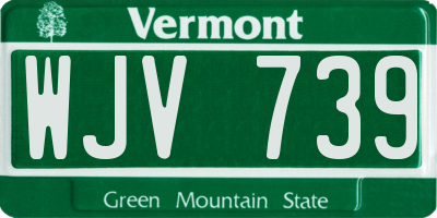 VT license plate WJV739