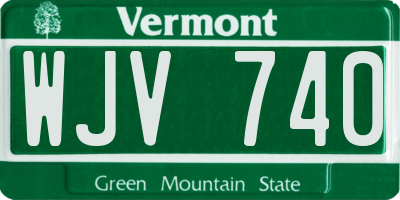 VT license plate WJV740