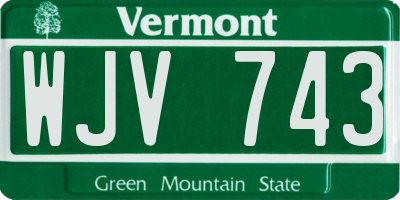 VT license plate WJV743