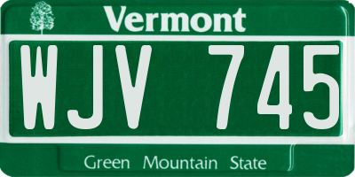 VT license plate WJV745