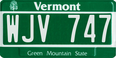 VT license plate WJV747
