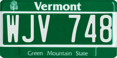 VT license plate WJV748