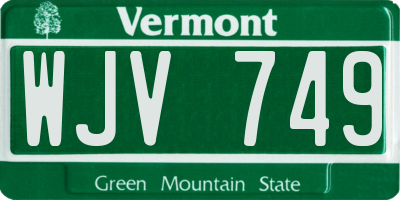 VT license plate WJV749