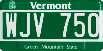 VT license plate WJV750