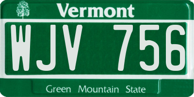 VT license plate WJV756