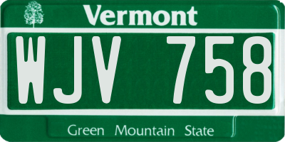 VT license plate WJV758