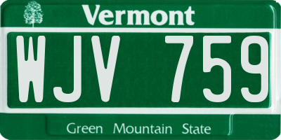 VT license plate WJV759