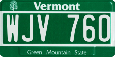 VT license plate WJV760