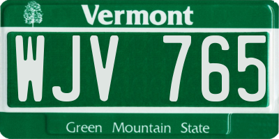 VT license plate WJV765
