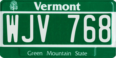 VT license plate WJV768