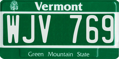 VT license plate WJV769