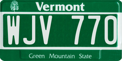 VT license plate WJV770
