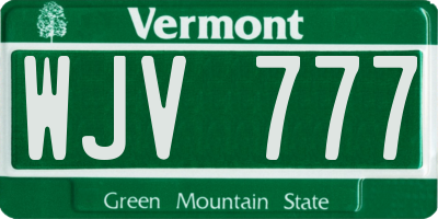 VT license plate WJV777