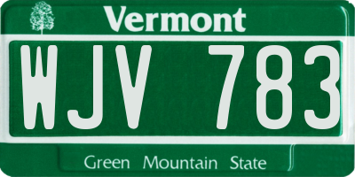 VT license plate WJV783