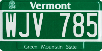 VT license plate WJV785
