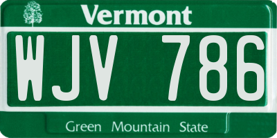 VT license plate WJV786