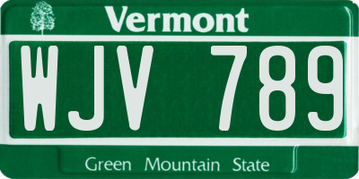 VT license plate WJV789