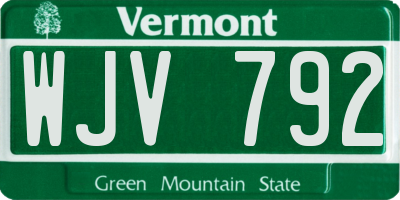 VT license plate WJV792