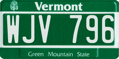VT license plate WJV796