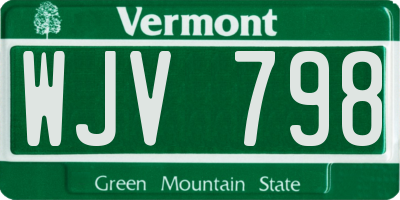 VT license plate WJV798