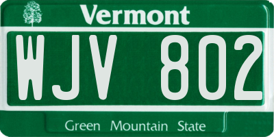 VT license plate WJV802