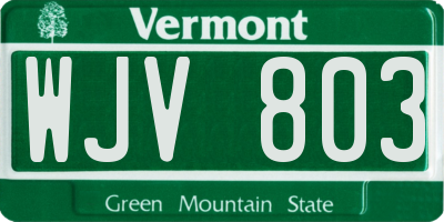 VT license plate WJV803