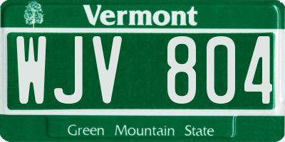 VT license plate WJV804