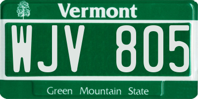 VT license plate WJV805