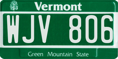 VT license plate WJV806