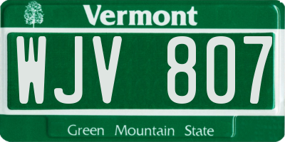 VT license plate WJV807