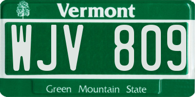 VT license plate WJV809