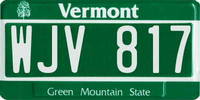 VT license plate WJV817