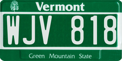 VT license plate WJV818