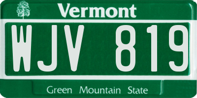 VT license plate WJV819