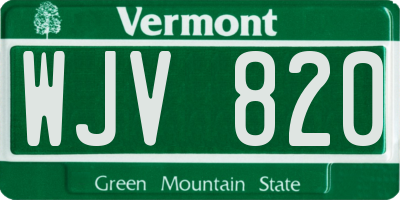 VT license plate WJV820