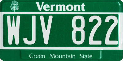 VT license plate WJV822