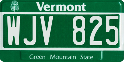 VT license plate WJV825