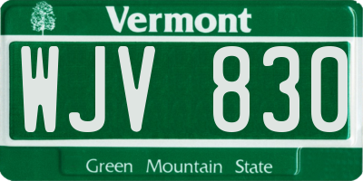 VT license plate WJV830