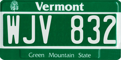 VT license plate WJV832
